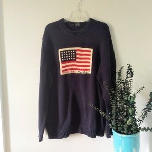 Polo Ralph Lauren VTG American Flag Sweater Navy